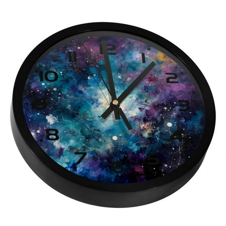 YOYOAMOY Mystery Space Printed Precision Clock 9.8 Inches Silent Wall Clock Easy to Install Read