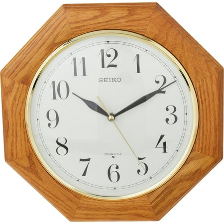 YUQIN 12 Inch Octagonal Solid Oak Wall Clock